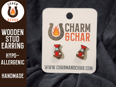 Soy Sauce Wood Stud Earrings - Food Fashion Earring